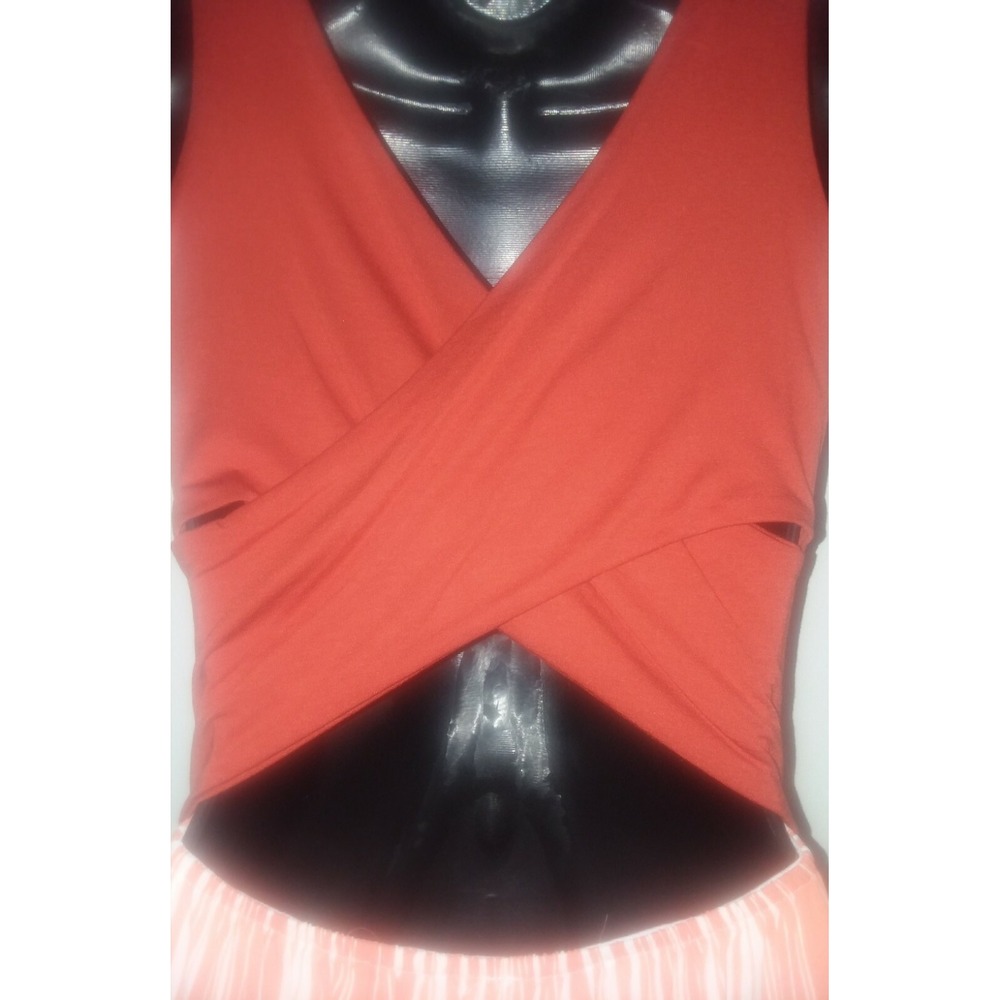 Women's Orange & White Striped Long Maxi Dress with criss-cross back Sizes S-M-L - Picture 9 of 12